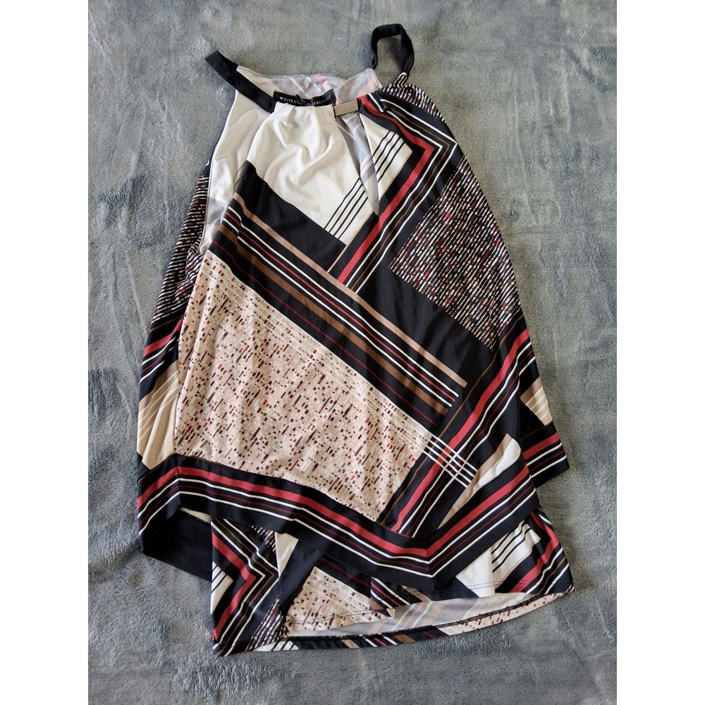White House Black Market Sleeveless Top‎ Black, White, Red Metal Detail Size XS